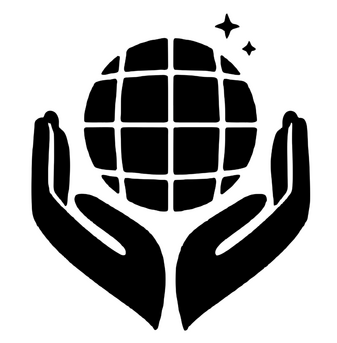 Image of two hands holding a world with two little stars about it