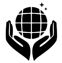 Image of two hands holding a world with two little stars about it